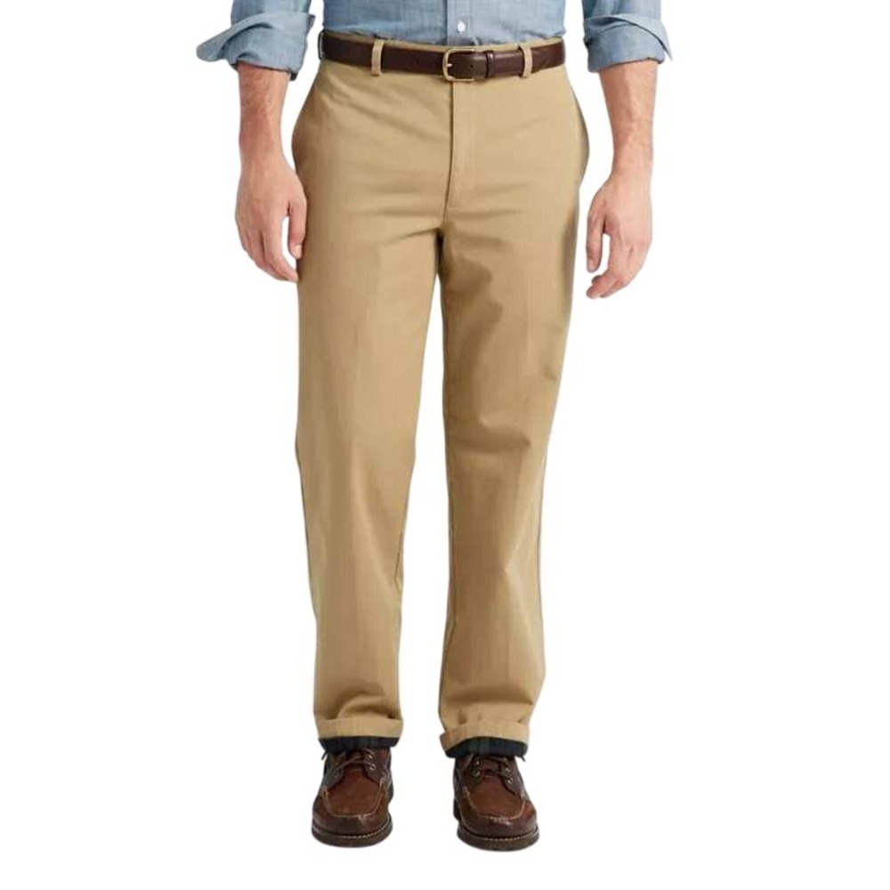 L.L. Bean Mens Double L Chinos Natural Fit Plain Front Flannel-Lined 38x29